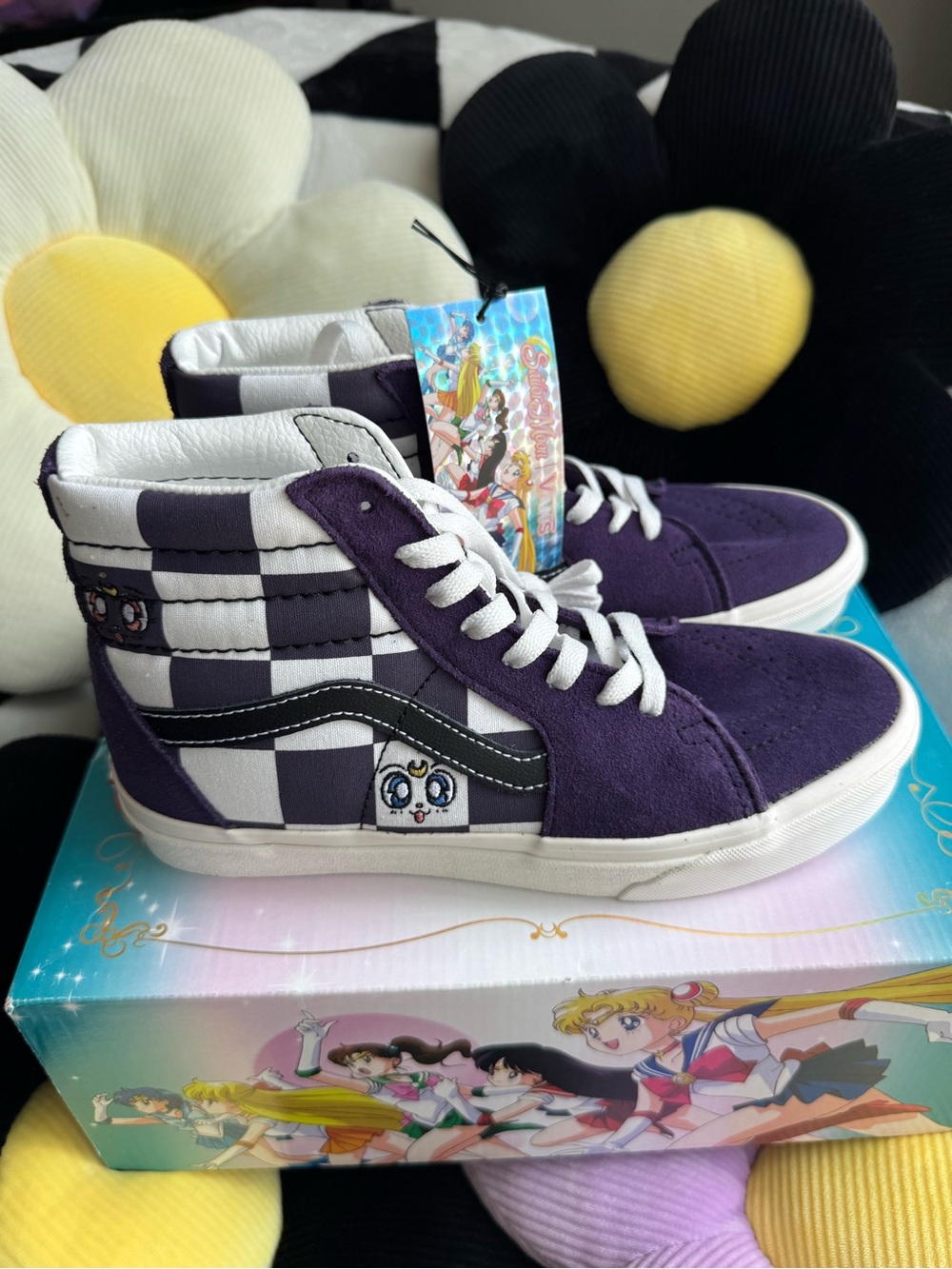 Vans Sailor Moon Sk8-Hi Checkerboard Sneakers - Purple & White